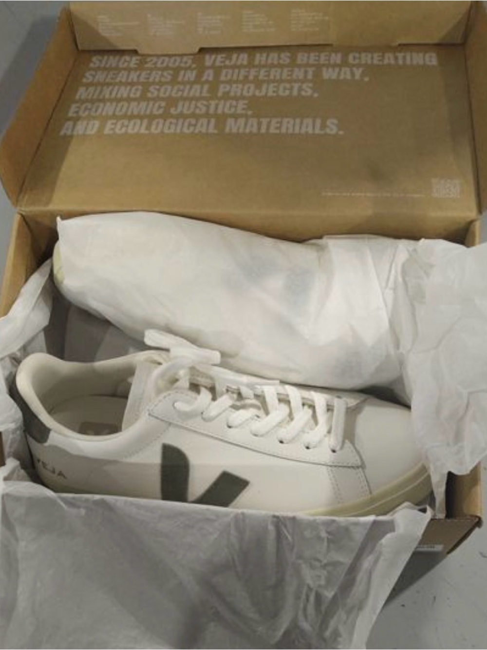 Veja Women's Campo Sneakers, Extra White/Khaki, 10 - Picture 2 of 2